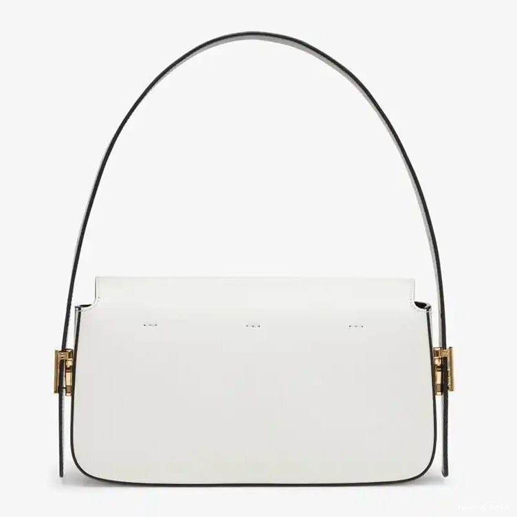 Vintage HOT Nappa Fendi Medium In White Twist Leather Bag Baguette 0412